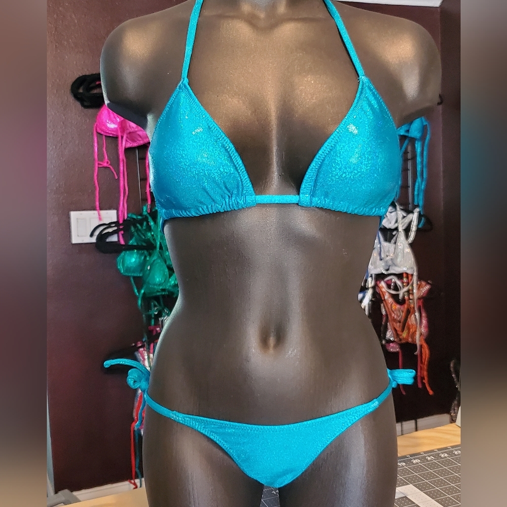 Turquoise Spandex Bikini D cup (competition, posing practice, photo shoot)